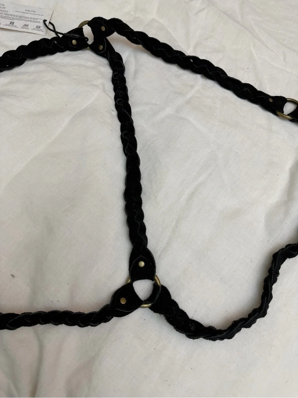 Black Suede Braided Leather Harness- Women's Accessory